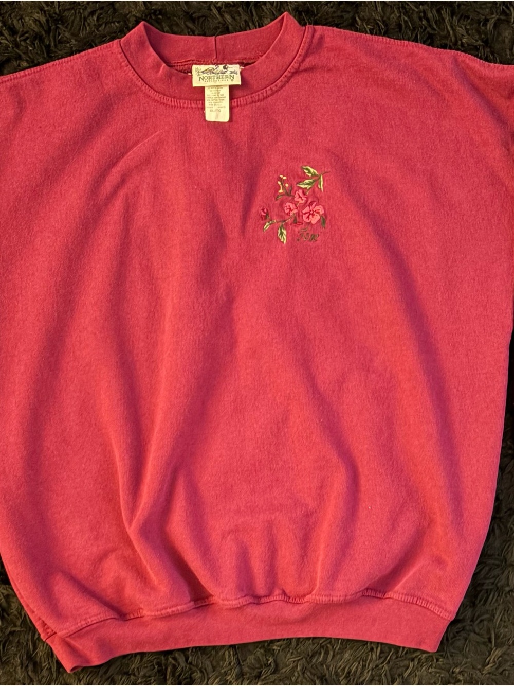 Northern Reflections Raspberry Pink Floral Crewneck Sweater